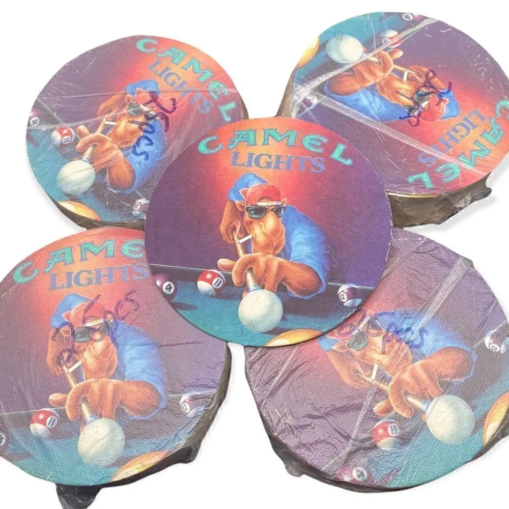 Vintage Camel Lights Joe Cool Pool Cardboard Coasters -100 pool table